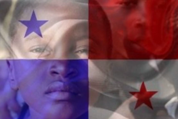 Foto de persona afro con la bandera de Panamá superpuesta
